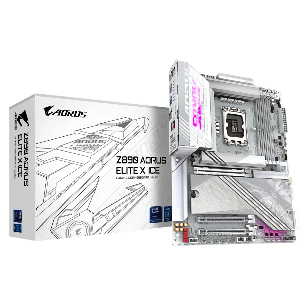 GIGABYTE Z890 AORUS ELITE X ICE 9500MHz OC WIFI7 DDR5 Soket 1851 M.2 HDMI Thunderbolt 4 ATX Anakart görsel 1