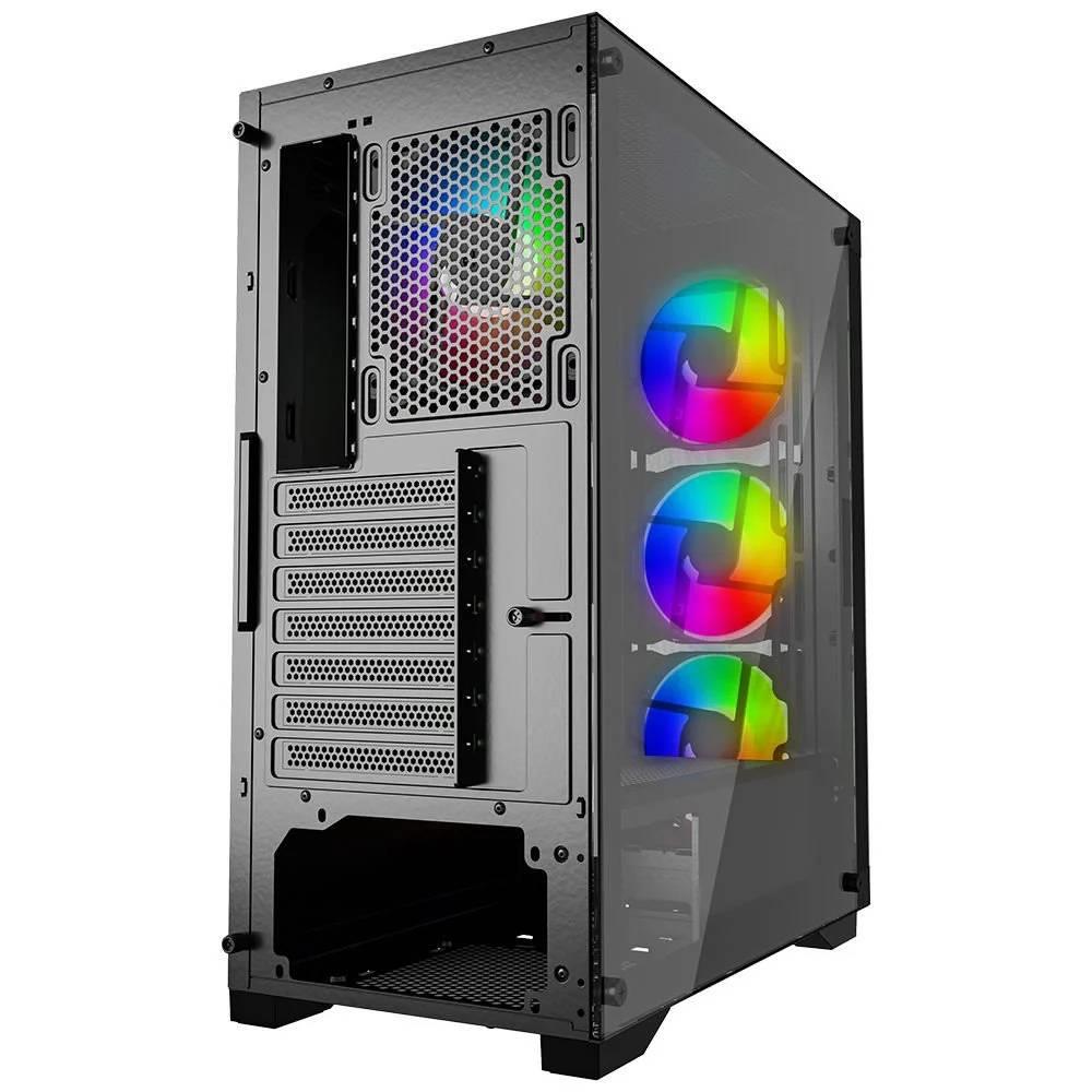 PowerBoost PB-PS5850B 600W 80+ Tempered Glass USB 3.0 Mesh Rainbow ATX Siyah Kasa
