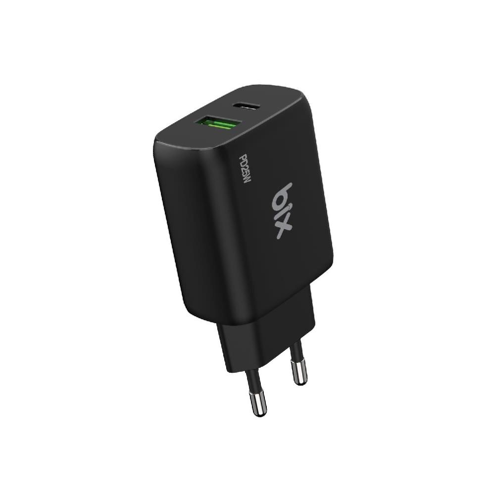 Bix 25W USB Type-C PD Çift Portlu Hizli Sarj Cihazi Siyah | ITOPYA