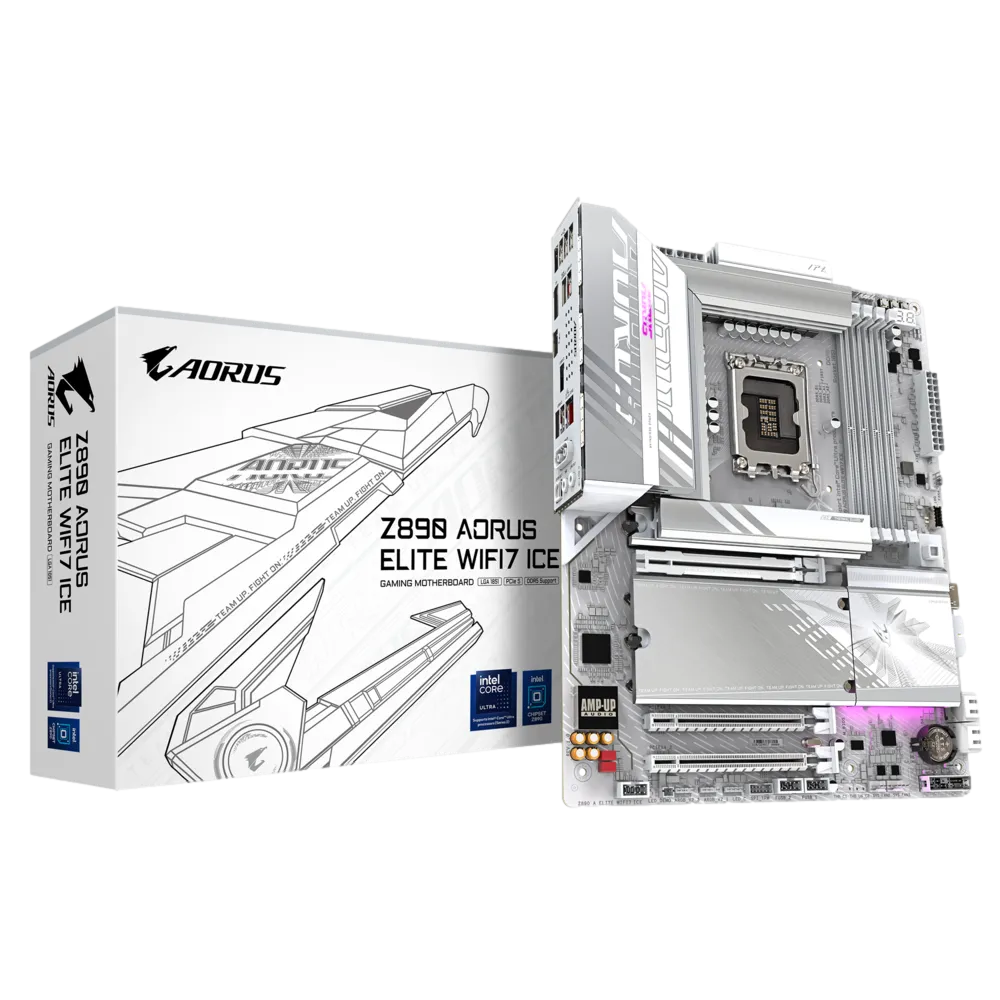 GIGABYTE Z890 AORUS ELITE WIFI7 ICE 9200MHz OC DDR5 Soket 1851 M.2 HDMI DP Thunderbolt 4 ATX Anakart görsel 1