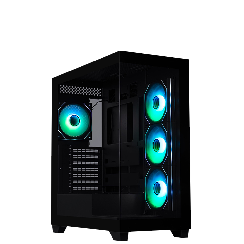BitFenix CUBE Premium 600W 80+ Tempered Glass FRGB USB 3.0 Mesh ATX Mid Tower Siyah Kasa görsel 1