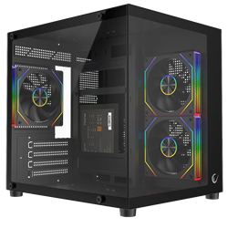 Rampage LUMID 750W 80+ Bronze Tempered Glass 3*12cm ARGB Siyah mATX Gaming Kasa