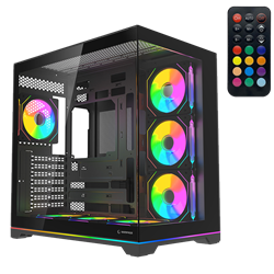 Rampage KAIZER Tempered Glass 7*12cm ARGB Kumandalı Siyah ATX Gaming Kasa