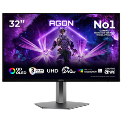 AOC AGON PRO AG326UZD2 31.5" 240Hz 0.03ms HDMI DP Adaptive Sync Pivot HDR500 UHD QD-OLED Gaming Monitör