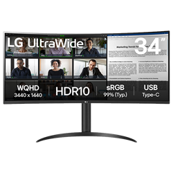 LG UltraWide 34WR55QK-B 34'' 100Hz 5ms HDMI DP WQHD Curved 1800R VA Gaming Monitör