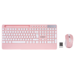 Everest KM-9676 Telefon Standlı Beyaz/Pembe Kablosuz Klavye Mouse Set