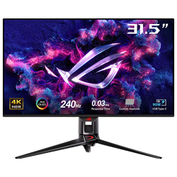 ASUS ROG Swift OLED PG32UCDMZ 31.5" 240Hz 0.03ms HDMI DP USB-C USB3.2 G-Sync FreeSync Premium Pro Pivot Aura RGB HDR10 UHD QD-OLED Gaming Monitör