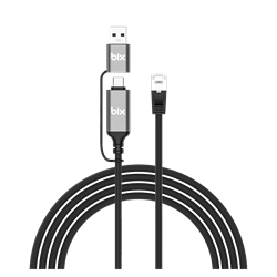 Bix C6C15 USB-A Type-C RJ45 100Mbps Thunderbolt 5 Mac/Windows/iPad/Android CAT6 Ethernet Dönüştürücü Kablo 1 .5 Metre
