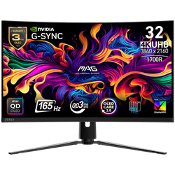 MSI MAG 321CUP QD-OLED 31.5 " 165Hz(OC) 0.03ms HDMI DP Type-C 15W G-Sync Premium Curved 1500R UHD QD-OLED Gaming Monitör