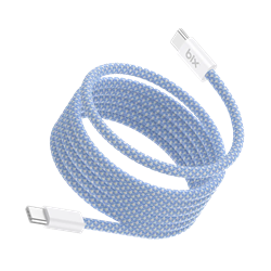 Bix T4CC-BL 65W USB-C To USB-C Manyetik Örgülü Mavi Şarj Kablosu 1 Metre