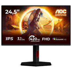 AOC 25G4KUR 24.5" 420Hz(OC) 1ms HDMI DP AdaptiveSync HDR400 Pivot FHD Fast IPS Gaming Monitör