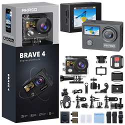 Akaso Brave 4 4K/30FPS 20MP Wi-Fi Dual Screen Aksiyon Kamera ve Aksesuar Seti
