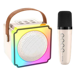 MIKADO MD-61BT Artemis 5W RGB 1200mAh Bluetooth Krem Mikrofonlu Karaoke Taşınabilir Hoparlör