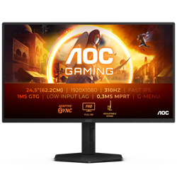 AOC 25G4SXU 24.5" 310Hz(OC) 1ms HDMI DP G-Sync AdaptiveSync Pivot HDR400 FHD Fast IPS Gaming Monitör