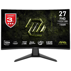MSI MAG 274CF X24 27" 240Hz 1ms HDMI DP FreeSync Premium HDR Ready FHD Rapid VA Curved 1500R Gaming Monitör