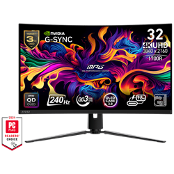 MSI MAG MPG 321CURX QD-OLED 31.5" 240Hz 0.03ms HDMI DP Type-C G-Sync HDR400 UHD Curved 1700R QD-OLED Gaming Monitör