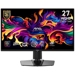 MSI MAG 274QP QD-OLED X24 27" 240Hz 0.03ms HDMI DP FreeSync Premium G-Sync HDR Ready Pivot WQHD QD-OLED Gaming Monitör
