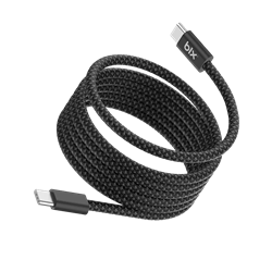 Bix T4CC-BK 65W USB-C To USB-C Manyetik Örgülü Siyah Şarj Kablosu 1 Metre