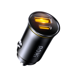 AOHI Superauto Araç İçi Şarjı, 2 Portlu PD 65W Type-C ve USB-A Girişli, USB, Siyah Hızlı Şarj Çakmaklık Adaptörü
