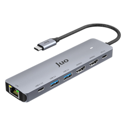 Juo Type-C 2*HDMI Dual MST 4K 60Hz Gigabit Ethernet Dönüştürücü 100W USB 3.2 Çoklayıcı Hub