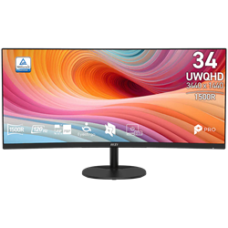 MSI PRO MP341CQ E12 34" 120Hz 4ms HDMI DP AdaptiveSync HDR Ready UWQHD VA Curved 1500R Monitör