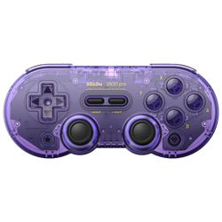 8BitDo Sn30 Pro Hall Efect Kablosuz Transparan Mor Gamepad