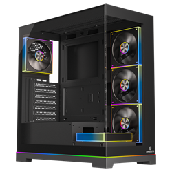 GameBooster NYVRA SYNC 850W 80+ Bronze ATX3.1 Gen5.1 SeaView ARGB ATX Mid Tower Siyah Kasa