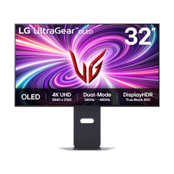 LG UltraGear 32GS95UV-B 32'' 4K 240Hz FHD 480Hz 0.03ms HDMI DP Pivot HDR400 Dual Mode OLED Gaming Monitör