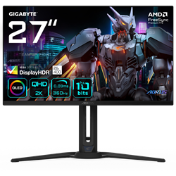 GIGABYTE AORUS FO27Q3 27" 360Hz 0.03ms HDMI DP USB 3.0 Type-C FreeSync Premium Pro Pivot HDR400 KVM RGB QHD OLED Gaming Monitör
