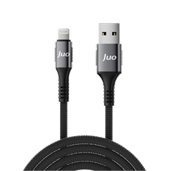 Juo 12W 2.4A USB-A Lightning İphone İpad Örgülü Siyah Data Ve Hızlı Şarj Kablosu 1 Metre