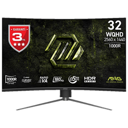 MSI MAG 325CQPF E18 31.5" 180Hz 1ms HDMI DP Adaptive Sync HDR Ready WQHD Rapid VA Curved 1000R Gaming Monitör