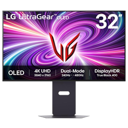 LG UltraGear 32GS95UV-B 32'' 4K 240Hz FHD 480Hz 0.03ms HDMI DP Pivot HDR400 Dual Mode OLED Gaming Monitör