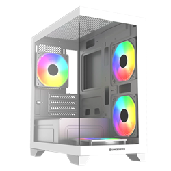 GameBooster M6001W 600W SeaView Tempered Glass Rainbow Beyaz mATX Kasa