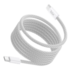 Bix T4CC-WT 65W USB-C To USB-C Manyetik Örgülü Beyaz Şarj Kablosu 1 Metre