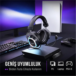 Fifine Ampligame H13 Mikrofonlu 7.1 RGB Beyaz Gaming Kulaklık