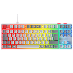 Rampage YORU TKL Beyaz/Gri Type-C Bağlantılı OUTEMU Red Swich Q Mekanik RGB Gaming Klavye