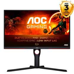 AOC 25G3ZM 24.5" 240Hz 0.5ms HDMI DP AdaptiveSync Pivot FHD VA Gaming Monitör