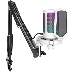 Fifine Ampligame A6TW RGB Yayıncı USB Beyaz Mikrofon Seti