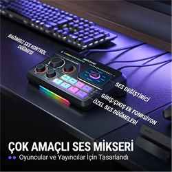 Fifine Ampligame SC8 USB Oyuncu Ses Mikseri
