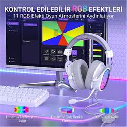 Fifine Ampligame H16 Mikrofonlu 7.1 RGB Beyaz Gaming Kulaklık