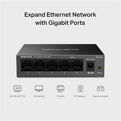 Mercusys MS105GS 5-Port 10/100/1000 Mbps Masaüstü Switch