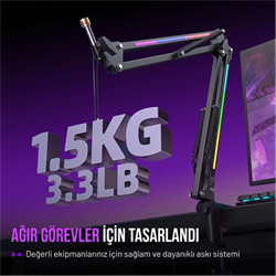 FIFINE Ampligame BM38 RGB Profesyonel Oyuncu Mikrofon Standı