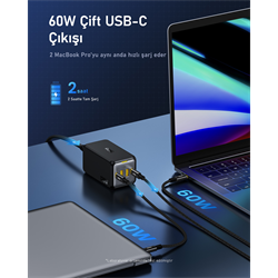 AOHI Magcube 4 Portlu Masaüstü USB Şarj İstasyonu, GaN+ 120W Siyah Hızlı Şarj Cihazı