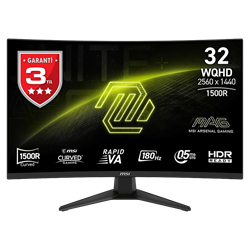 MSI MAG 321CQF E18 31.5" 180Hz 0.5ms HDMI DP FreeSync HDR Ready WQHD Rapid VA Curved 1500R Gaming Monitör