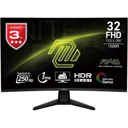 MSI MAG 32C6X 31.5" 250Hz(OC) 1ms HDMI DP AdaptiveSync HDR Ready FHD VA Curved 1500R Gaming Monitör