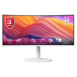 MSI MODERN MD342CQPW 34" 120Hz 1ms HDMI DP Type-C Anti-glare HDR Ready Adaptive-Sync Pivot UWQHD VA Beyaz Curved Monitör