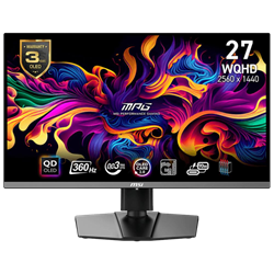 MSI MPG 271QRX QD-OLED 27" 360Hz 0.03ms HDMI DP Type-C USB 2.0 FreeSync Premium Pro Pivot HDR400 WQHD QD-OLED Gaming Monitör