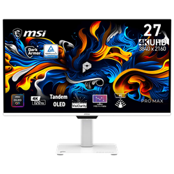 MSI PRO MAX 271UPXW12G 27" 120Hz 0.03ms HDMI DP FreeSync Premium Pro HDR400 Pivot UHD QD-OLED Beyaz Monitör