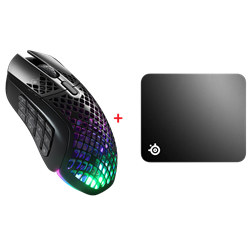 SteelSeries Aerox 9 Mouse + SteelSeries QcK Medium Mouse Pad Bundle Paket