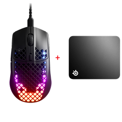 SteelSeries Aerox 3 Onyx Mouse + SteelSeries QcK Medium Mouse Pad Bundle Paket